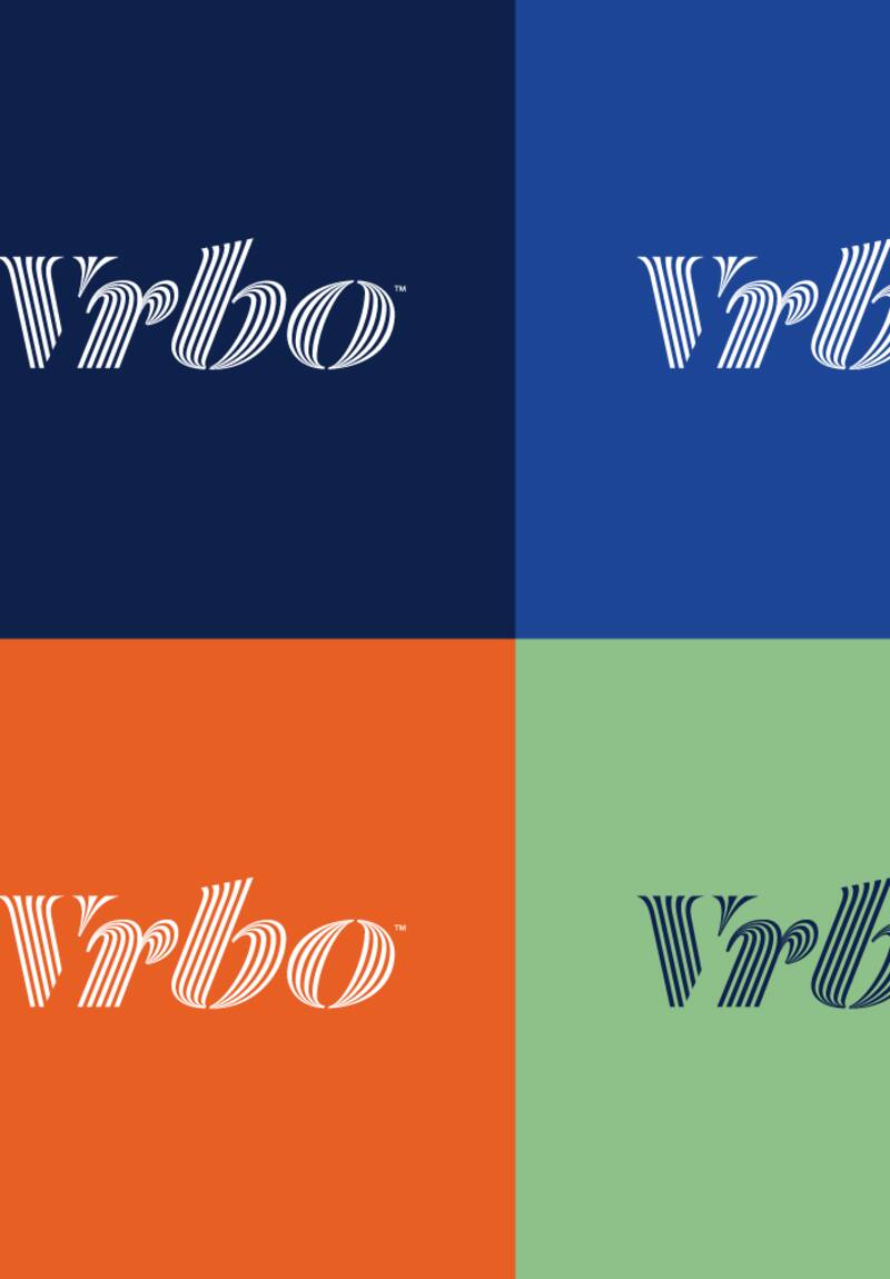This shows the new Vrbo logo in alternative color treatments.